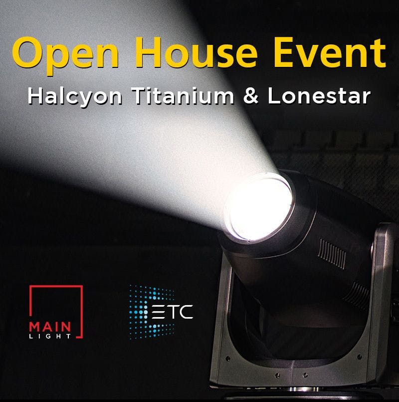 Open house invitation to demo the Halcyon Titanium and Lonestar at Main Light's warehouse in Teterboro, NJ.